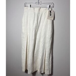 Vintage James River Traders Linen Skirt Size 10 Made in USA NWT Ivory